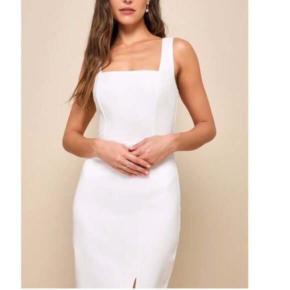 Lulus Baby You're The One White Sleeveless Bodycon Midi Dress Size Medium NWOT - Picture 2 of 5